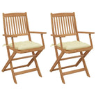 Tuinstoelen van massief acaciahout met kussens voor terras of tuin - Crème / 2 - Tuinstoelen