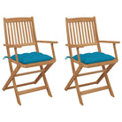 Tuinstoelen van massief acaciahout met kussens voor terras of tuin - lichtblauw / 2 - Tuinstoelen