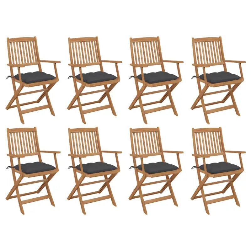 Tuinstoelen van massief acaciahout met kussens voor terras of tuin - Antraciet / 8 - Tuinstoelen