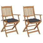 Tuinstoelen van massief acaciahout met kussens voor terras of tuin - Antraciet / 2 - Tuinstoelen