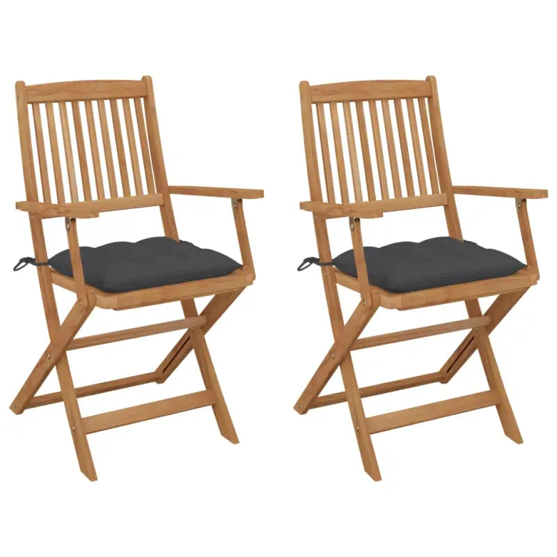Tuinstoelen van massief acaciahout met kussens voor terras of tuin - Antraciet / 2 - Tuinstoelen