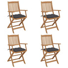 Tuinstoelen van massief acaciahout met kussens voor terras of tuin - Antraciet / 4 - Tuinstoelen