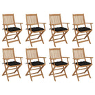 Tuinstoelen van massief acaciahout met kussens voor terras of tuin - Zwart / 8 - Tuinstoelen