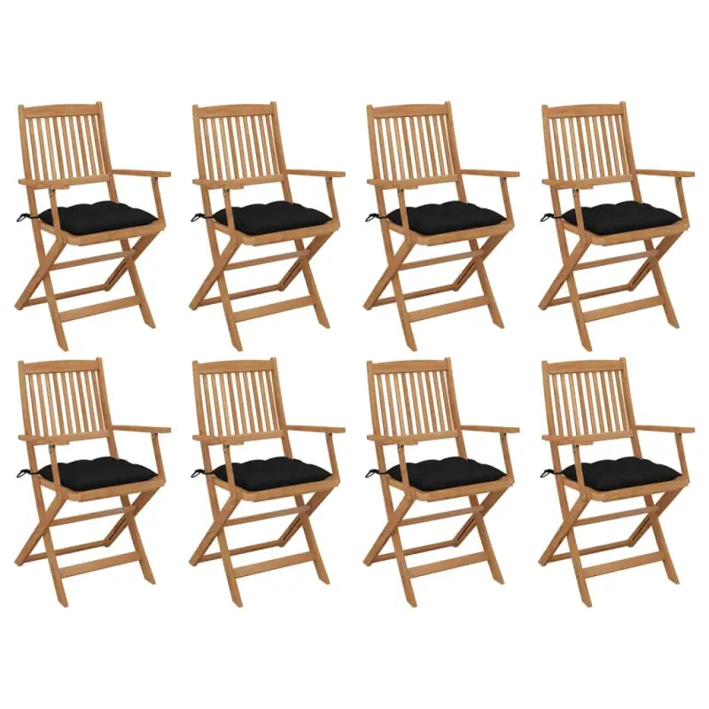 Tuinstoelen van massief acaciahout met kussens voor terras of tuin - Zwart / 8 - Tuinstoelen