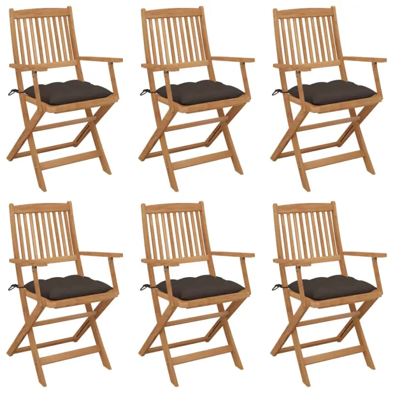 Tuinstoelen van massief acaciahout met kussens voor terras of tuin - Taupe / 6 - Tuinstoelen