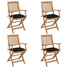 Tuinstoelen van massief acaciahout met kussens voor terras of tuin - Zwart / 4 - Tuinstoelen