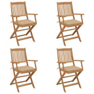 Tuinstoelen van massief acaciahout met kussens voor terras of tuin - Beige / 4 - Tuinstoelen