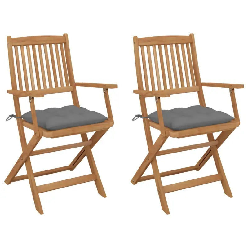 Tuinstoelen van massief acaciahout met kussens voor terras of tuin - Grijs / 2 - Tuinstoelen