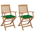 Tuinstoelen van massief acaciahout met kussens voor terras of tuin - Groen / 2 - Tuinstoelen