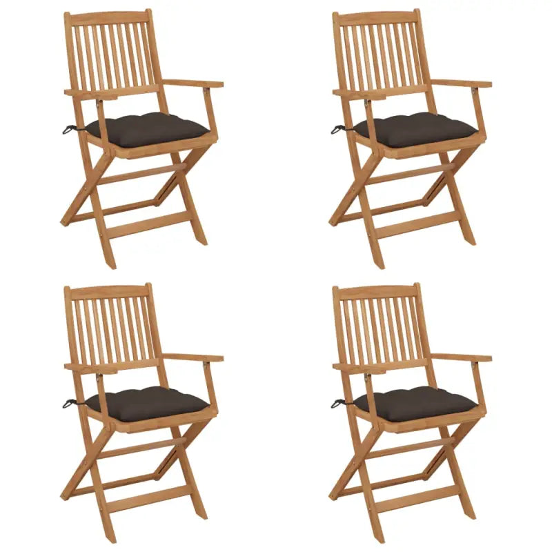 Tuinstoelen van massief acaciahout met kussens voor terras of tuin - Taupe / 4 - Tuinstoelen
