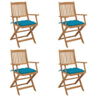 Tuinstoelen van massief acaciahout met kussens voor terras of tuin - lichtblauw / 4 - Tuinstoelen