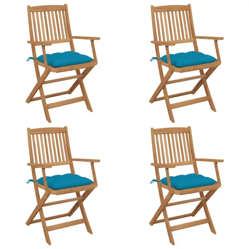 Tuinstoelen van massief acaciahout met kussens voor terras of tuin - lichtblauw / 4 - Tuinstoelen