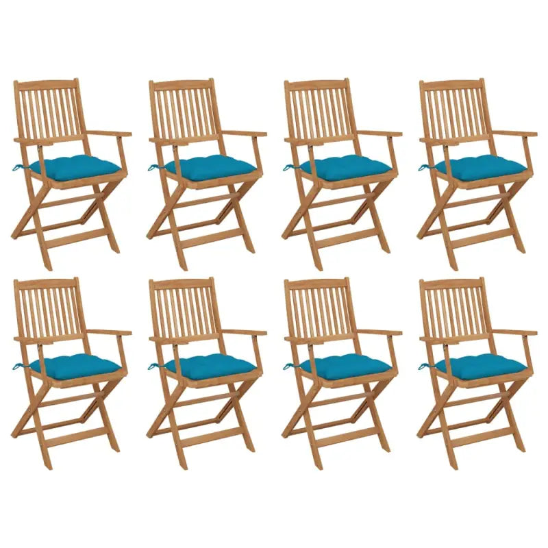 Tuinstoelen van massief acaciahout met kussens voor terras of tuin - lichtblauw / 8 - Tuinstoelen