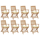 Tuinstoelen van massief acaciahout met kussens voor terras of tuin - Crème / 8 - Tuinstoelen