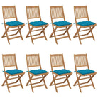 Tuinstoelen van massief acaciahout met kussens voor tuin en terras - lichtblauw / 8 / Zonder armleuning - Tuinstoelen