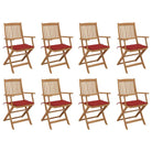 Tuinstoelen van massief acaciahout met kussens voor tuin en terras - Rood / 8 - Tuinstoelen