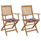 Tuinstoelen van massief acaciahout met kussens voor tuin en terras - Rood ruitpatroon / 2 - Tuinstoelen
