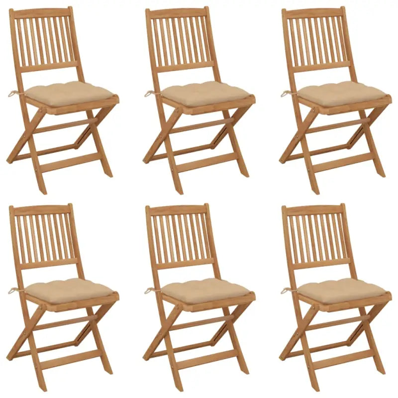 Tuinstoelen van massief acaciahout met kussens voor tuin en terras - Beige / 6 / Zonder armleuning - Tuinstoelen