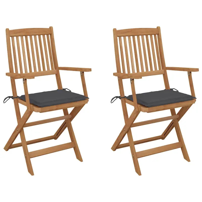 Tuinstoelen van massief acaciahout met kussens voor tuin en terras - Antraciet / 2 - Tuinstoelen