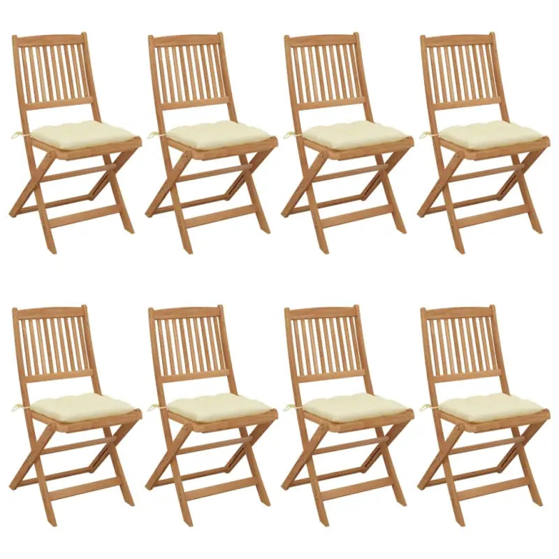 Tuinstoelen van massief acaciahout met kussens voor tuin en terras - Crème / 8 / Zonder armleuning - Tuinstoelen