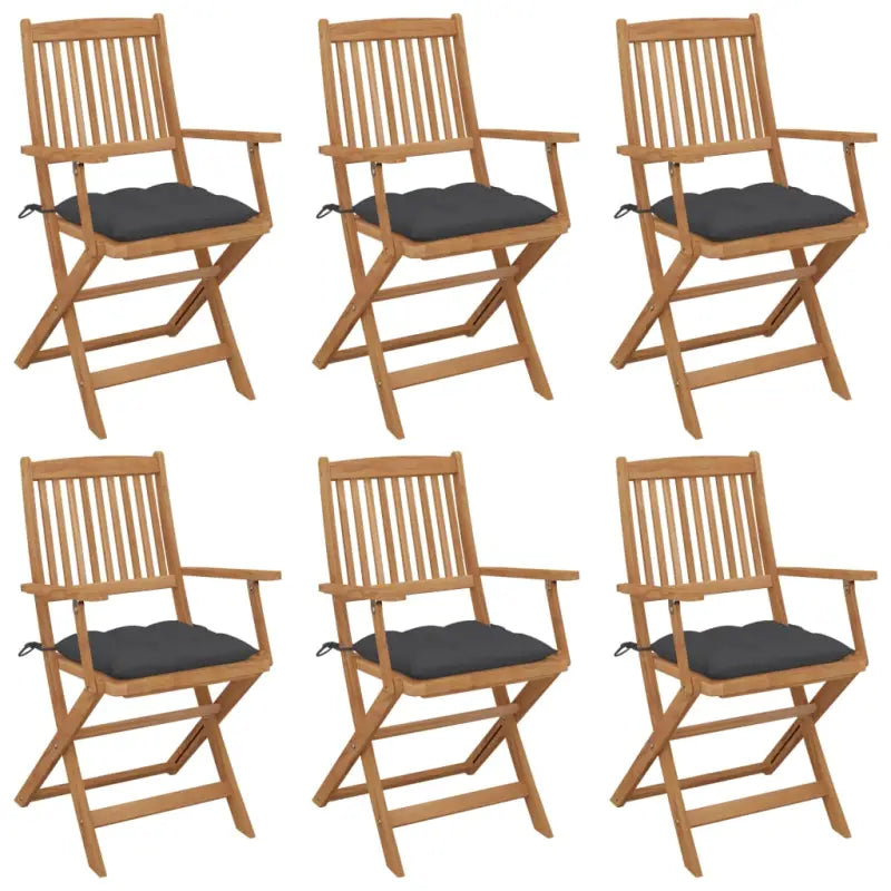 Tuinstoelen van massief acaciahout met kussens voor tuin en terras - Antraciet / 6 / Met armleuning - Tuinstoelen