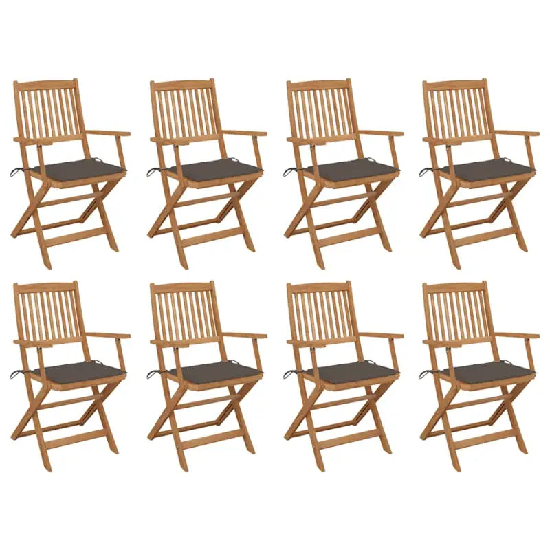 Tuinstoelen van massief acaciahout met kussens voor tuin en terras - Taupe / 8 - Tuinstoelen