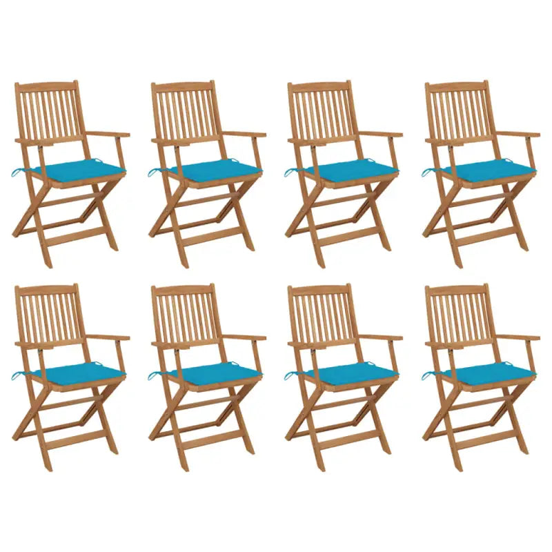 Tuinstoelen van massief acaciahout met kussens voor tuin en terras - Blauw / 8 - Tuinstoelen