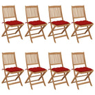 Tuinstoelen van massief acaciahout met kussens voor tuin en terras - Rood / 8 / Zonder armleuning - Tuinstoelen