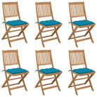 Tuinstoelen van massief acaciahout met kussens voor tuin en terras - lichtblauw / 6 / Zonder armleuning - Tuinstoelen