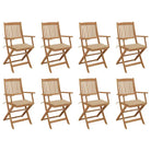 Tuinstoelen van massief acaciahout met kussens voor tuin en terras - Beige / 8 - Tuinstoelen
