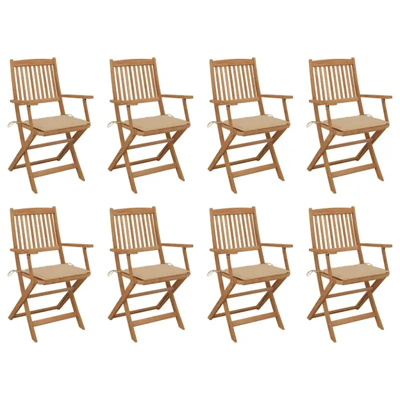 Tuinstoelen van massief acaciahout met kussens voor tuin en terras - Beige / 8 - Tuinstoelen