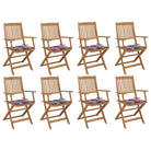 Tuinstoelen van massief acaciahout met kussens voor tuin en terras - Rood ruitpatroon / 8 - Tuinstoelen