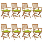 Tuinstoelen van massief acaciahout met kussens voor tuin en terras - Heldergroen / 8 / Met armleuning - Tuinstoelen