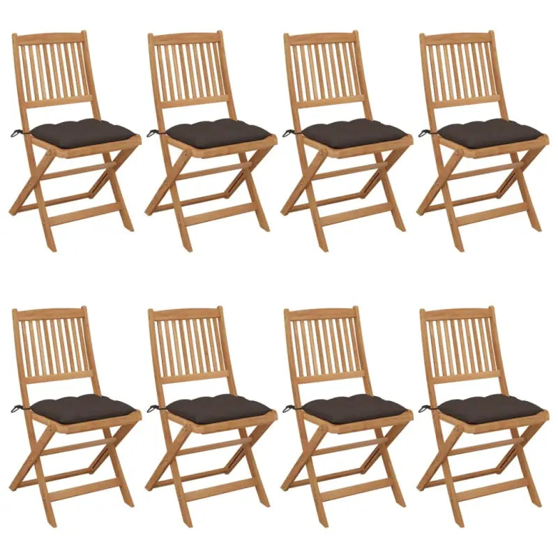 Tuinstoelen van massief acaciahout met kussens voor tuin en terras - Taupe / 8 / Zonder armleuning - Tuinstoelen