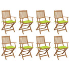 Tuinstoelen van massief acaciahout met kussens voor tuin en terras - Heldergroen / 8 - Tuinstoelen
