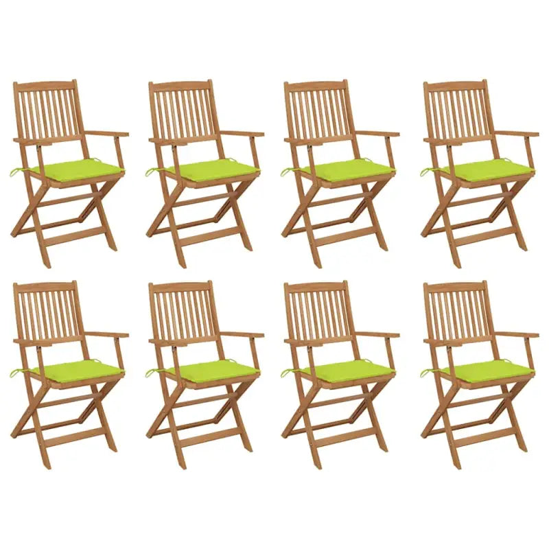 Tuinstoelen van massief acaciahout met kussens voor tuin en terras - Heldergroen / 8 - Tuinstoelen