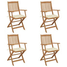 Tuinstoelen van massief acaciahout met kussens voor tuin en terras - Crème / 4 - Tuinstoelen