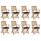 Tuinstoelen van massief acaciahout met kussens voor tuin en terras - Zwart / 8 - Tuinstoelen