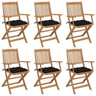 Tuinstoelen van massief acaciahout met kussens voor tuin en terras - Zwart / 6 / Met armleuning - Tuinstoelen