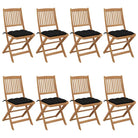 Tuinstoelen van massief acaciahout met kussens voor tuin en terras - Zwart / 8 / Zonder armleuning - Tuinstoelen