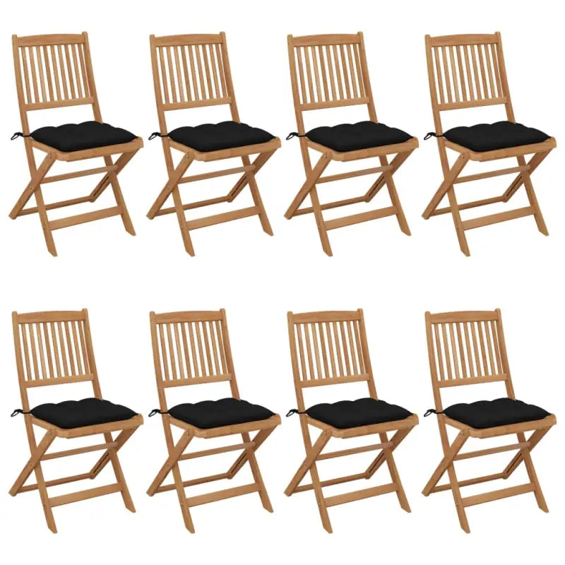 Tuinstoelen van massief acaciahout met kussens voor tuin en terras - Zwart / 8 / Zonder armleuning - Tuinstoelen