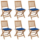 Tuinstoelen van massief acaciahout met kussens voor tuin en terras - Blauw / 6 / Zonder armleuning - Tuinstoelen