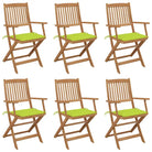 Tuinstoelen van massief acaciahout met kussens voor tuin en terras - Heldergroen / 6 - Tuinstoelen