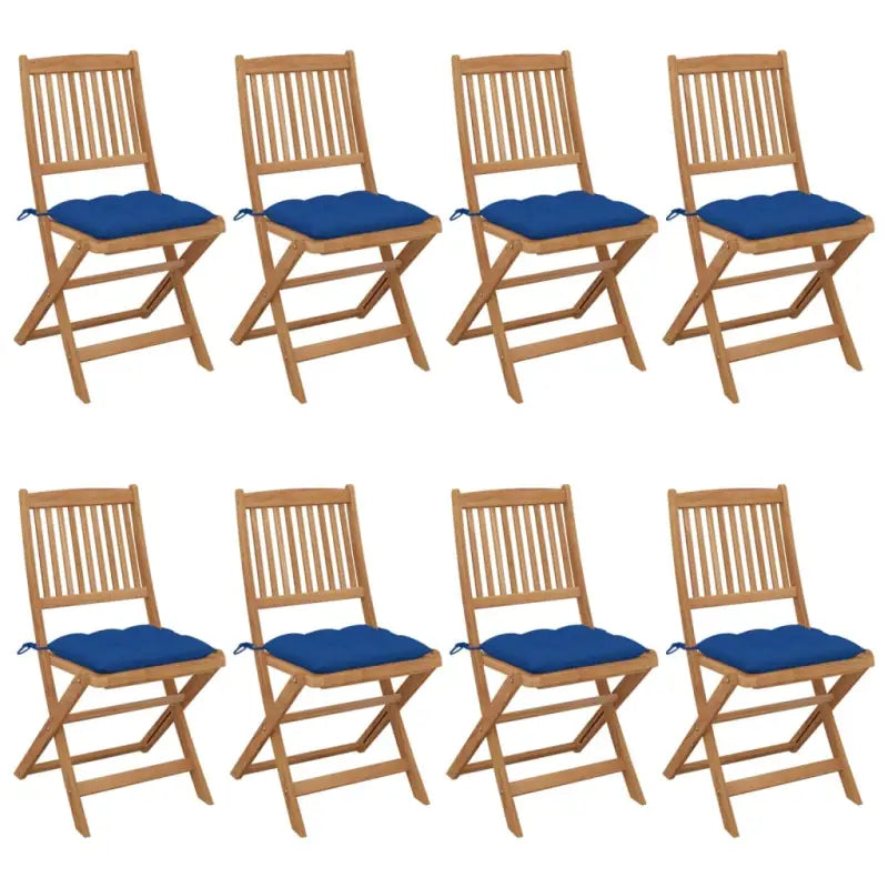 Tuinstoelen van massief acaciahout met kussens voor tuin en terras - Blauw / 8 / Zonder armleuning - Tuinstoelen