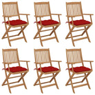 Tuinstoelen van massief acaciahout met kussens voor tuin en terras - Rood / 6 / Met armleuning - Tuinstoelen