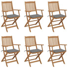 Tuinstoelen van massief acaciahout met kussens voor tuin en terras - Grijs / 6 - Tuinstoelen