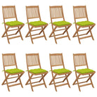 Tuinstoelen van massief acaciahout met kussens voor tuin en terras - Heldergroen / 8 / Zonder armleuning - Tuinstoelen