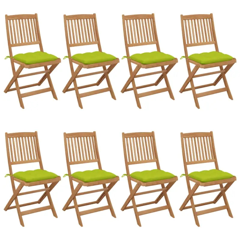 Tuinstoelen van massief acaciahout met kussens voor tuin en terras - Heldergroen / 8 / Zonder armleuning - Tuinstoelen