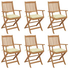 Tuinstoelen van massief acaciahout met kussens voor tuin en terras - Crème / 6 / Met armleuning - Tuinstoelen
