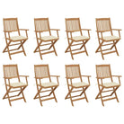 Tuinstoelen van massief acaciahout met kussens voor tuin en terras - Crème / 8 - Tuinstoelen